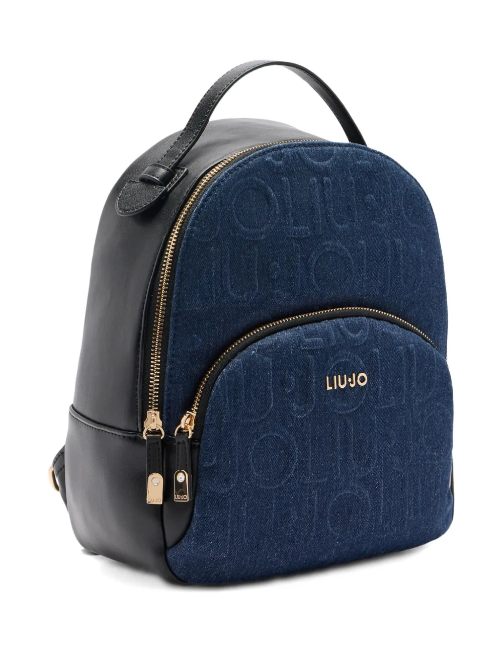 Liu •jo Logo-embossed Denim Backpack In Blue