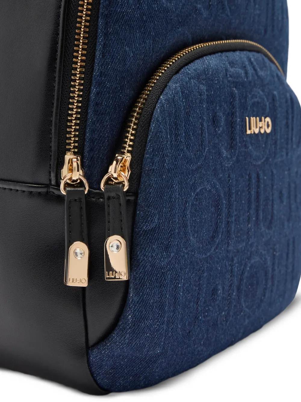 Liu •jo Logo-embossed Denim Backpack In Blue