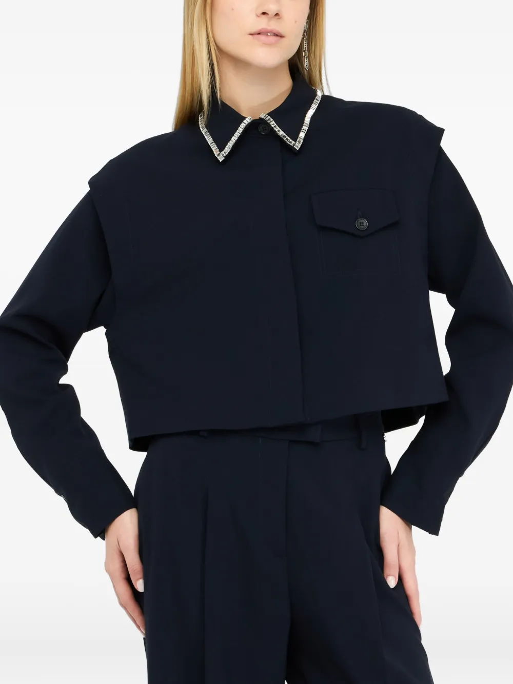 LIU JO Blouse met kraag van stras Blauw