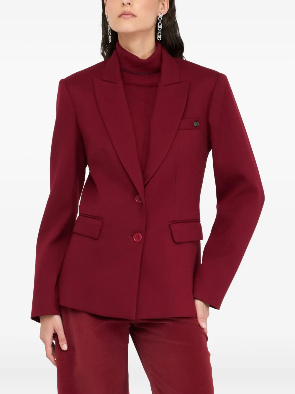Liu •jo Gemstone-embellished Two-button Blazer In Red