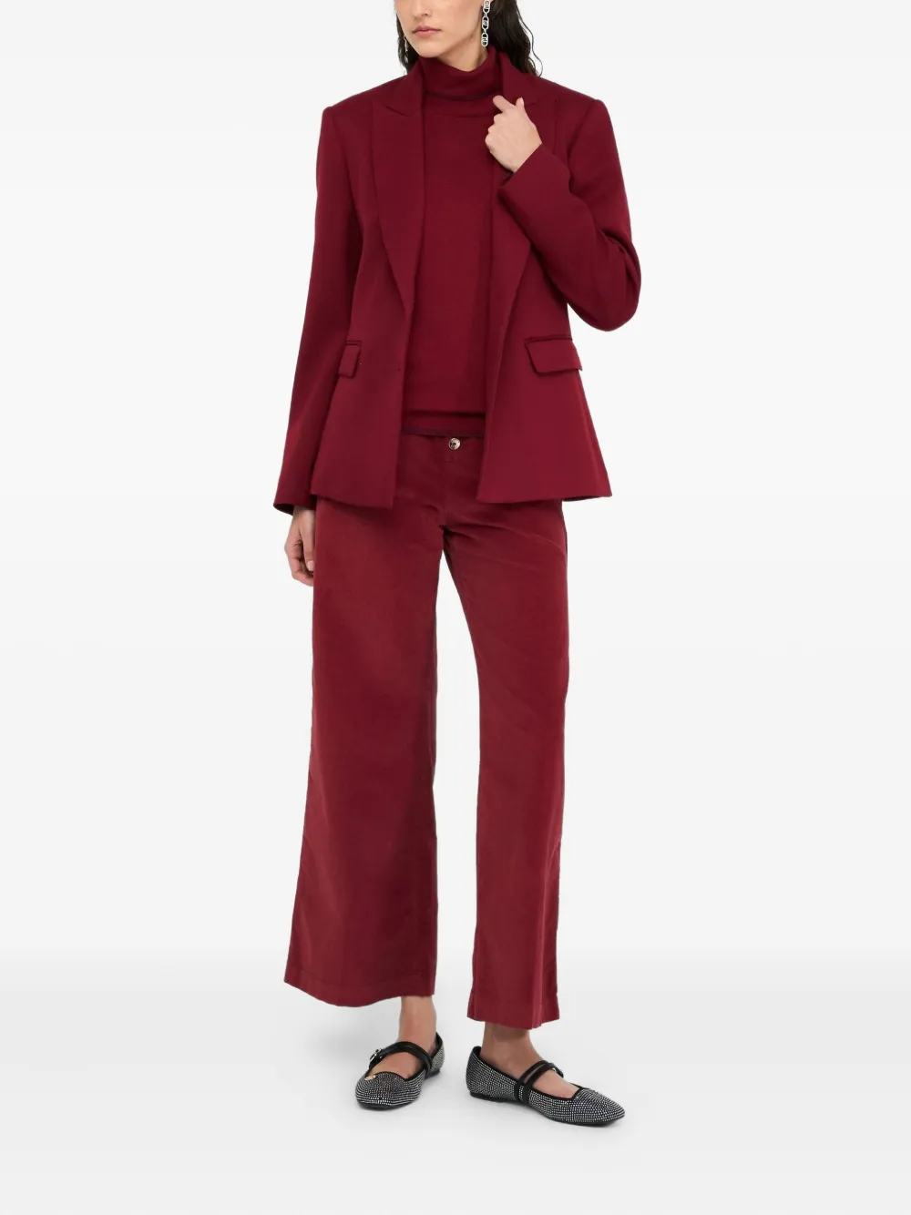 Liu •jo Gemstone-embellished Two-button Blazer In Red
