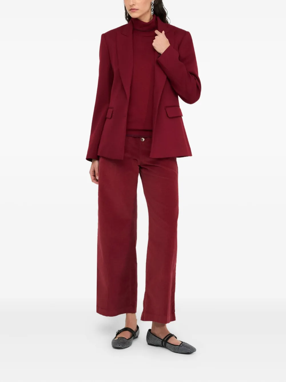 Liu •jo Button-fastening Patch-pocket Flared Trousers In Red