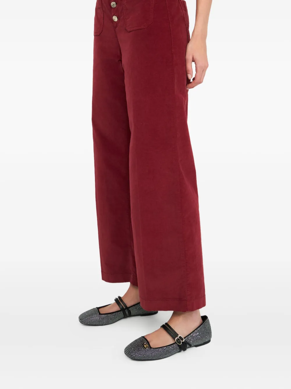 Liu •jo Button-fastening Patch-pocket Flared Trousers In Red