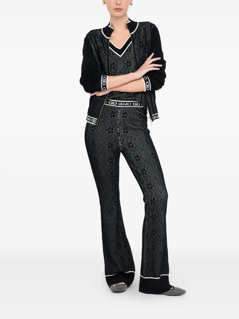 LIU JO lace-effect high-neck cardigan | Cardigans | Image 2