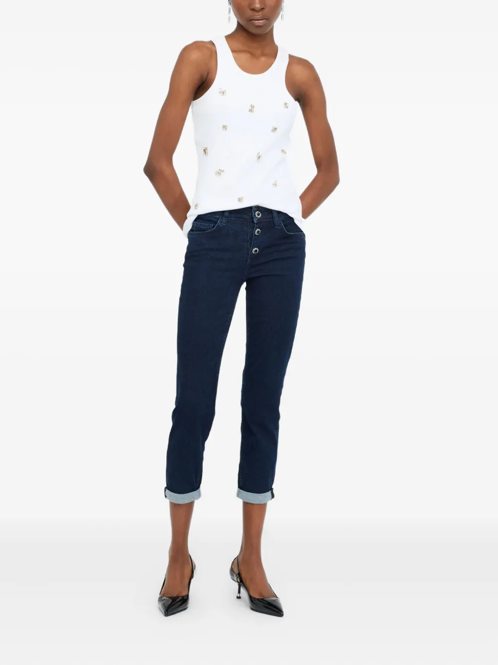 LIU JO Verfraaide jeans met omslag - Blauw