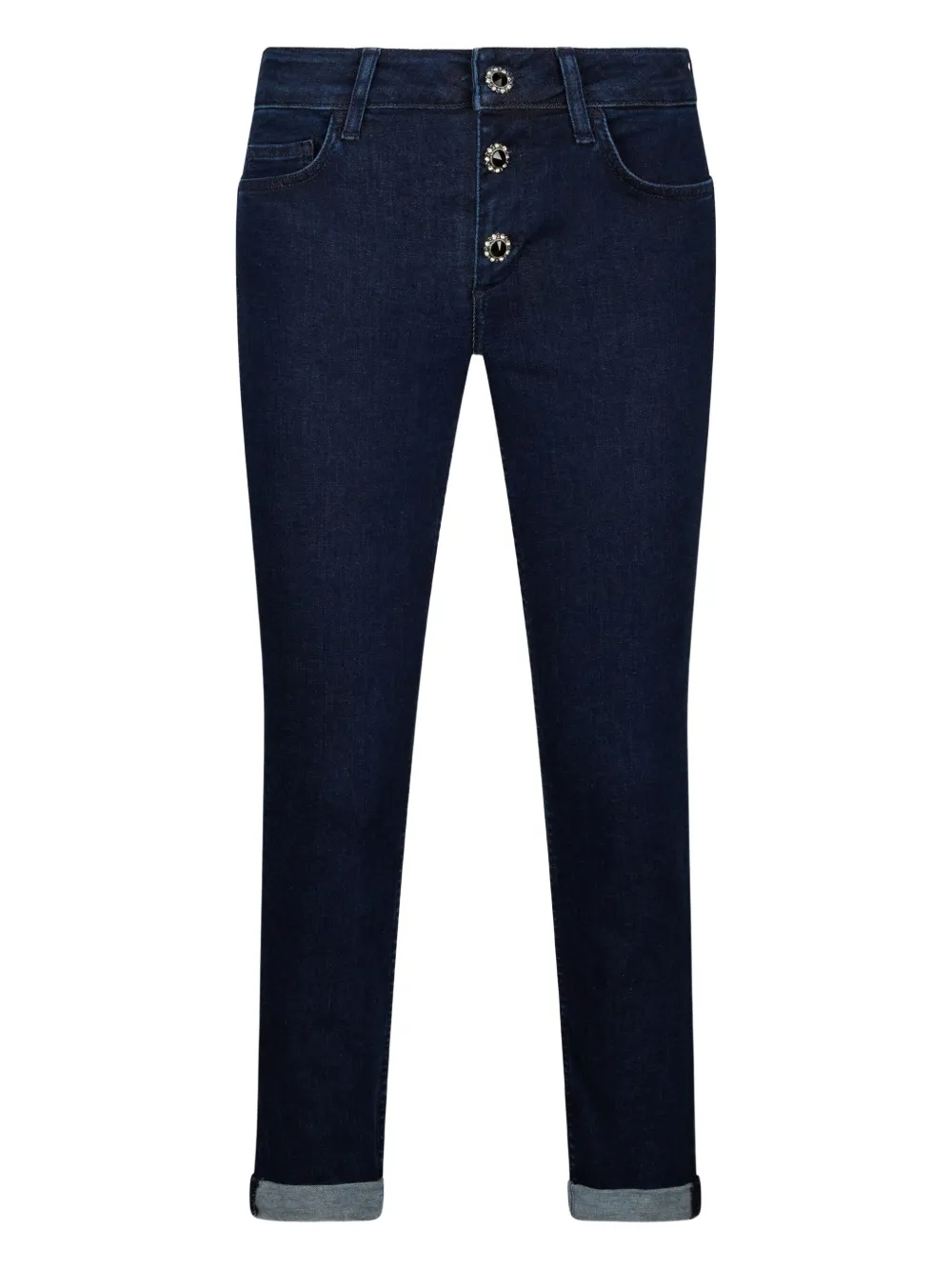 embellished turn-up jeans