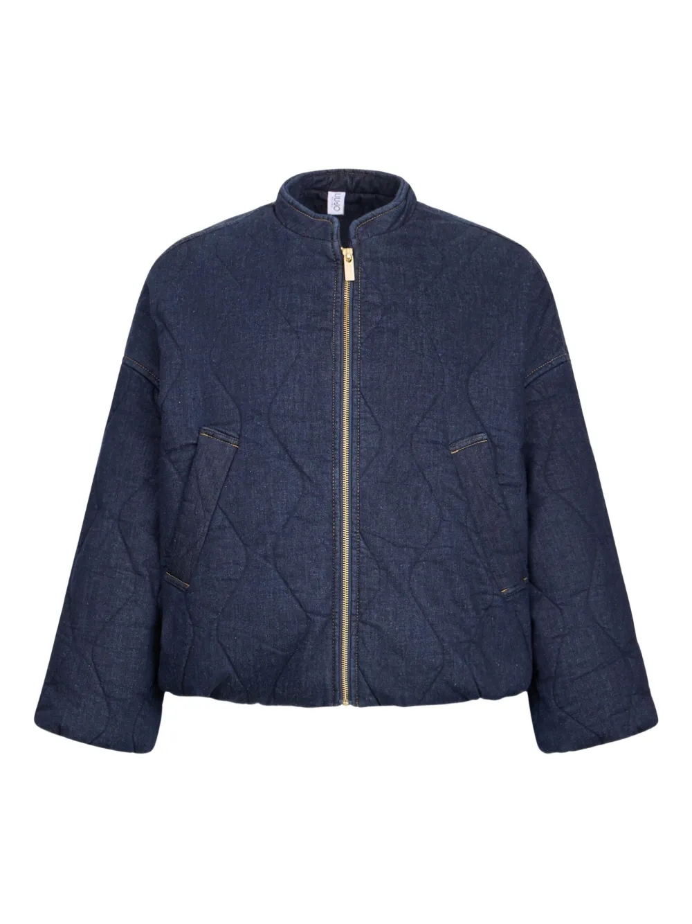 Liu •jo Quilted Denim Bomber Jacket In Blue