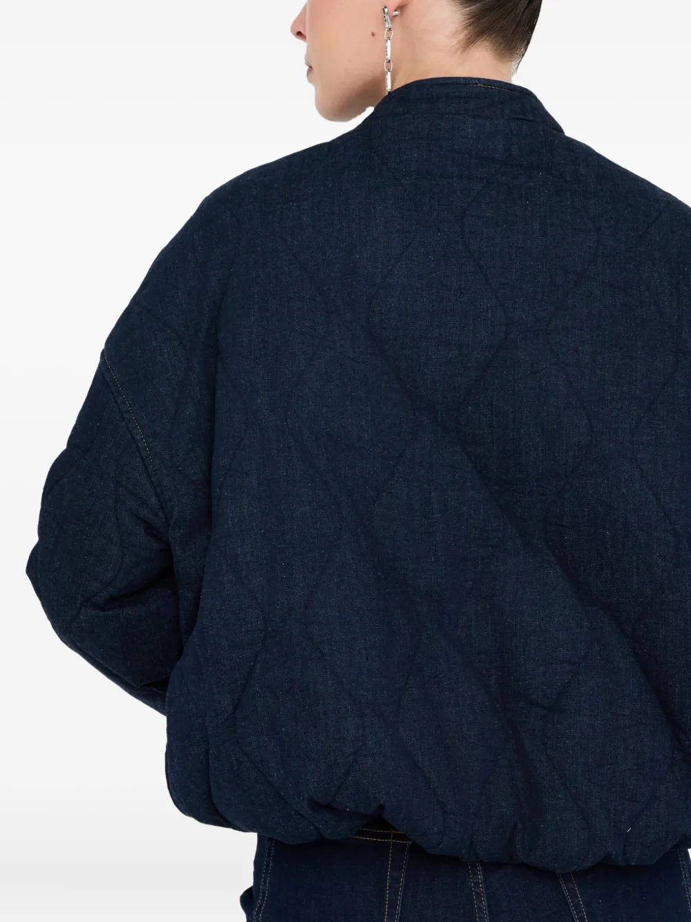 Liu •jo Quilted Denim Bomber Jacket In Blue