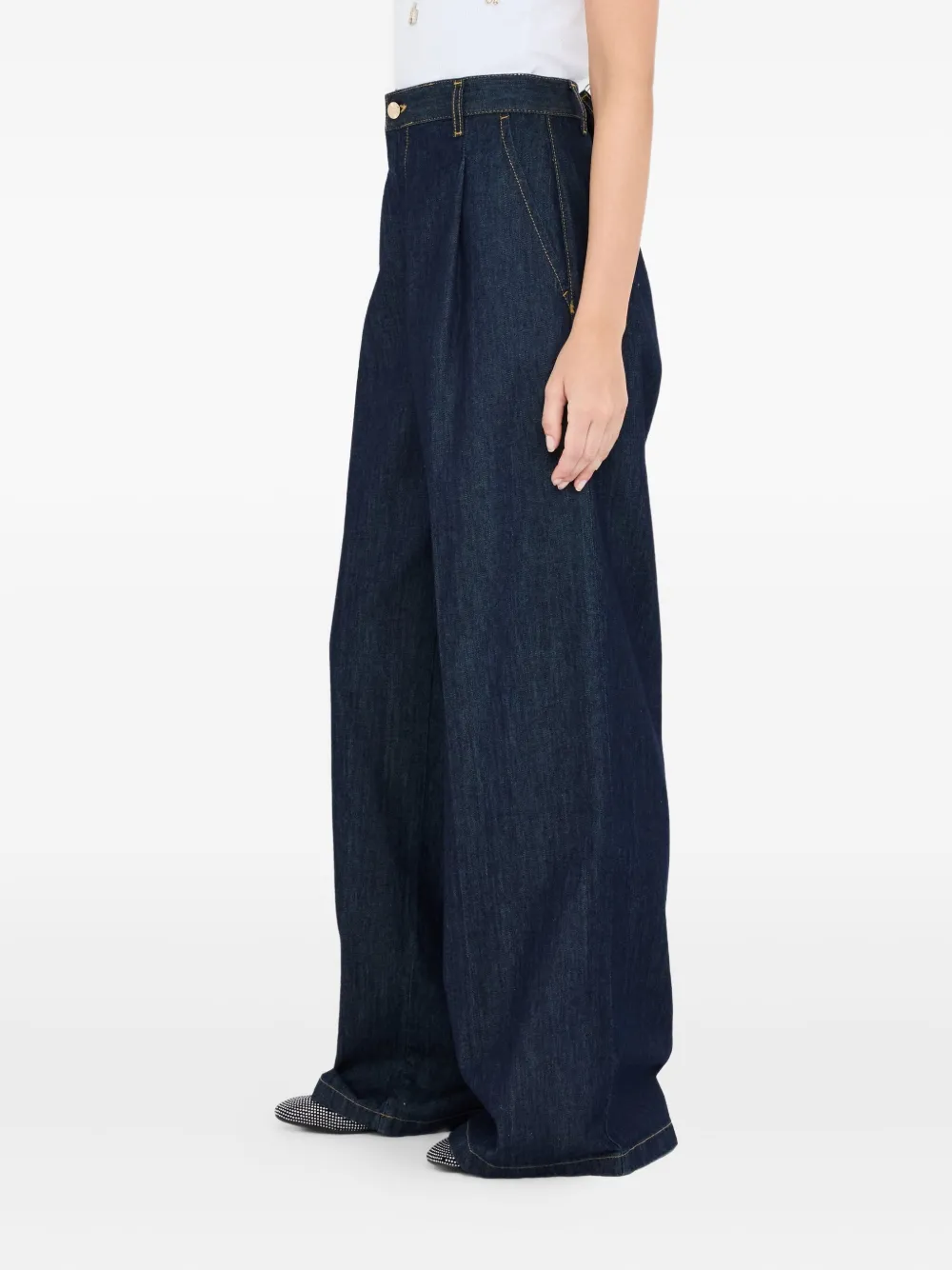 LIU JO Flared jeans met geplooid detail Blauw