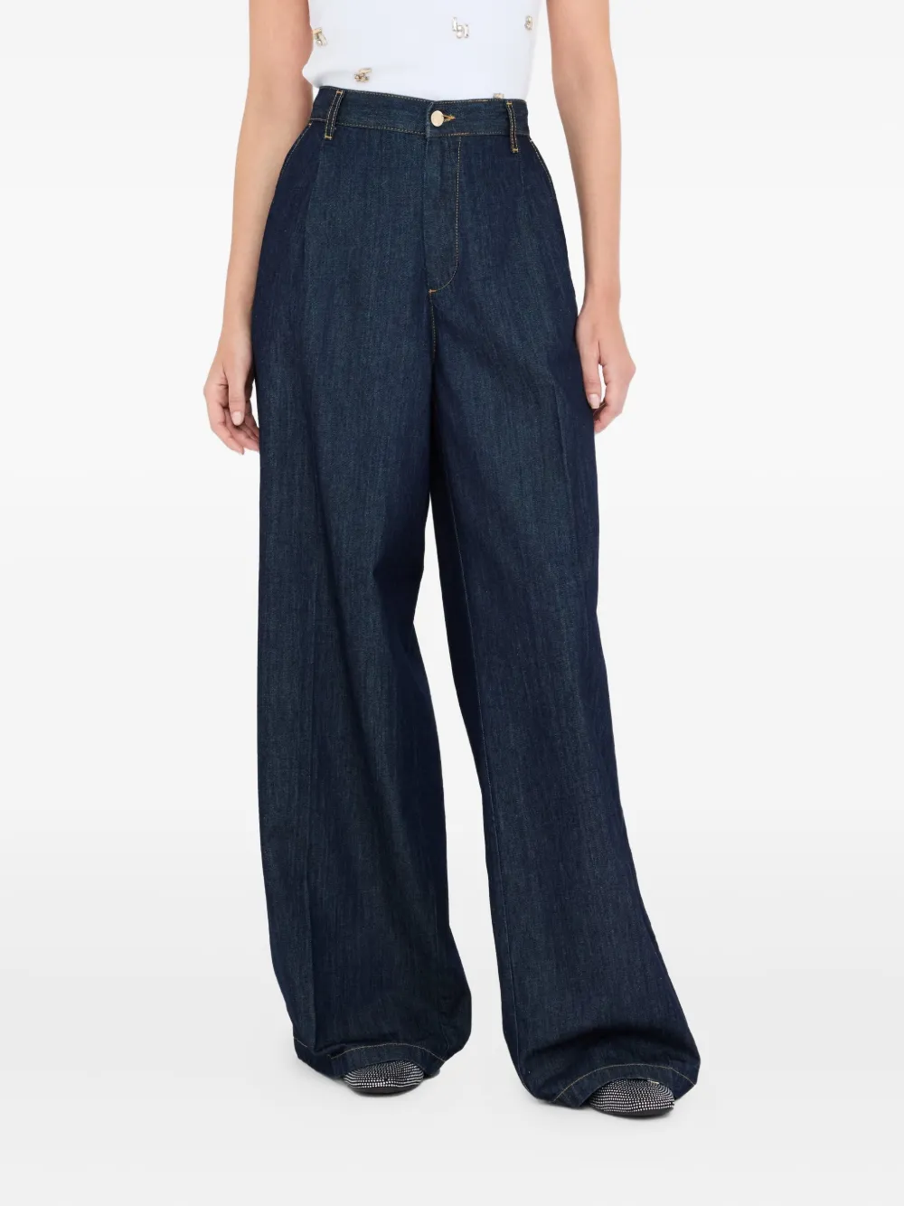 LIU JO Flared jeans met geplooid detail Blauw