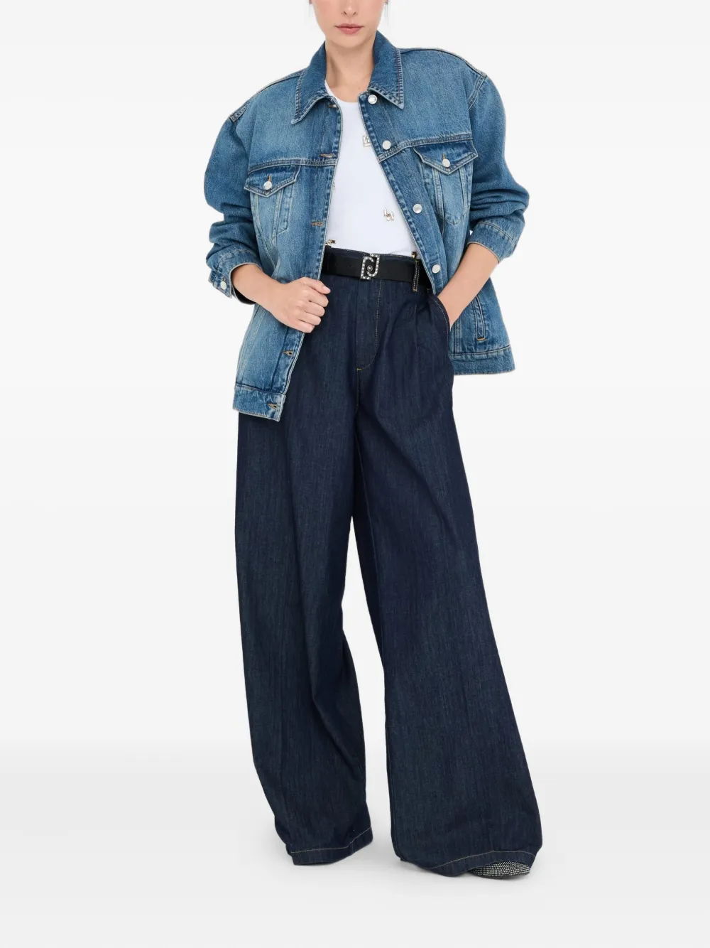 LIU JO Flared jeans met geplooid detail - Blauw