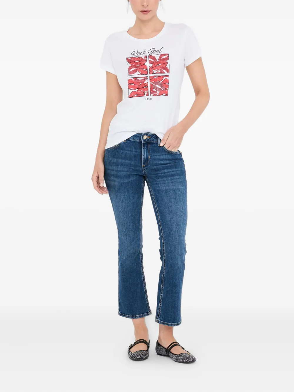 LIU JO lips-print cotton T-shirt Wit