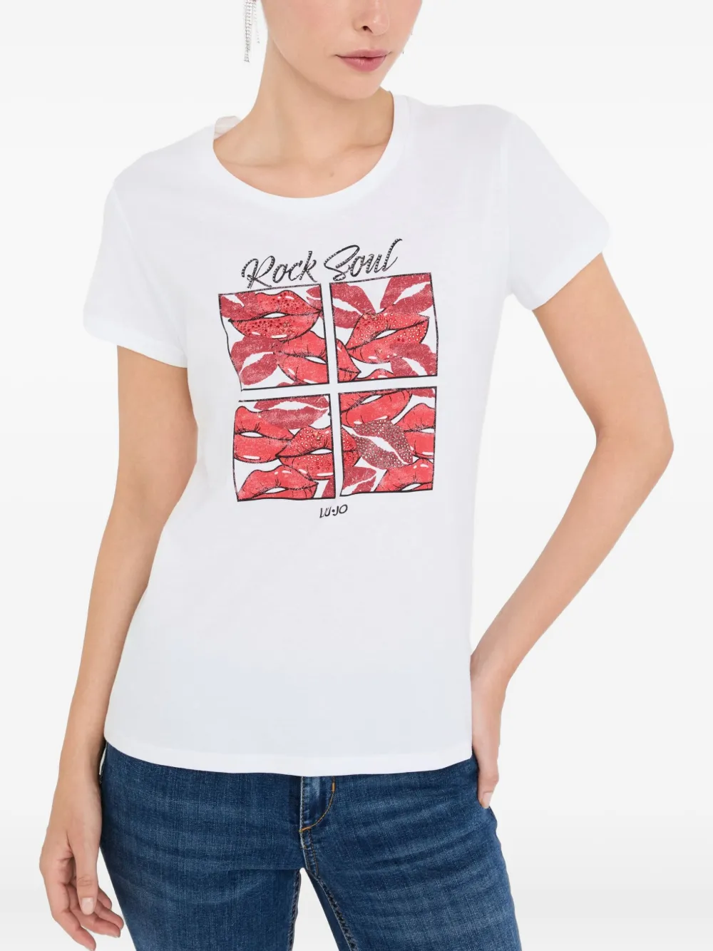 LIU JO lips-print cotton T-shirt Wit