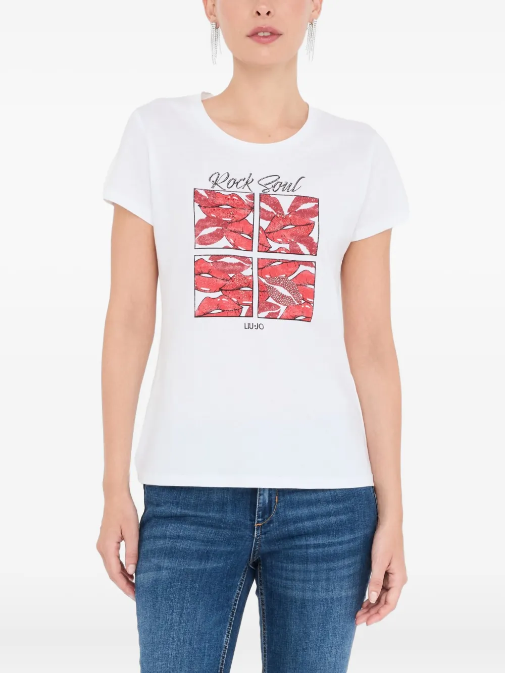 LIU JO lips-print cotton T-shirt Wit