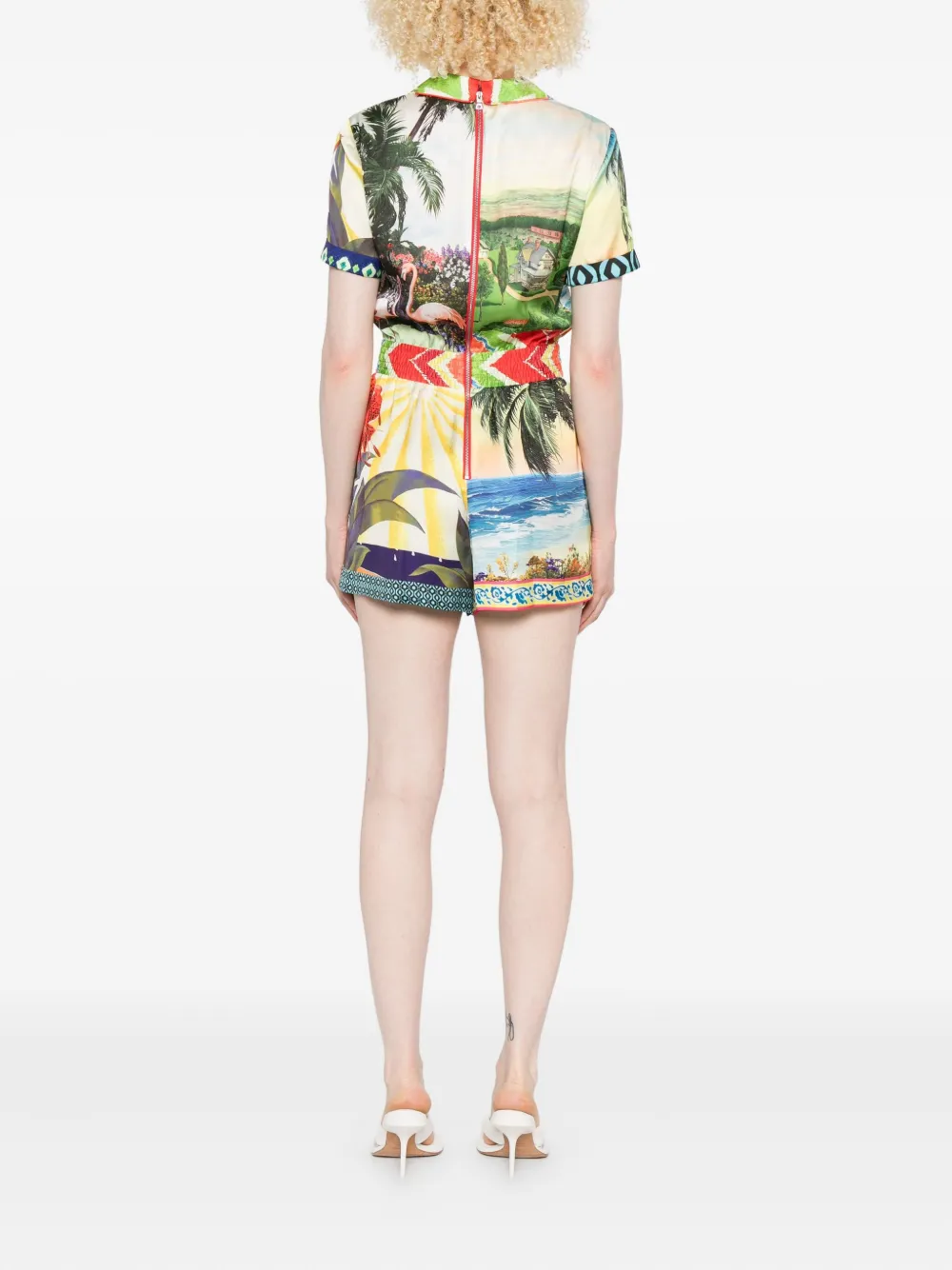 alice + olivia Leighton jumpsuit met patchwork Groen