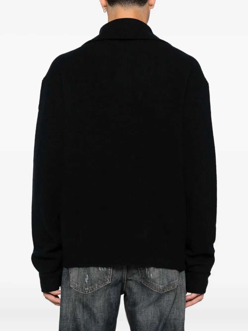Emporio Armani half-zip wool sweater Blauw