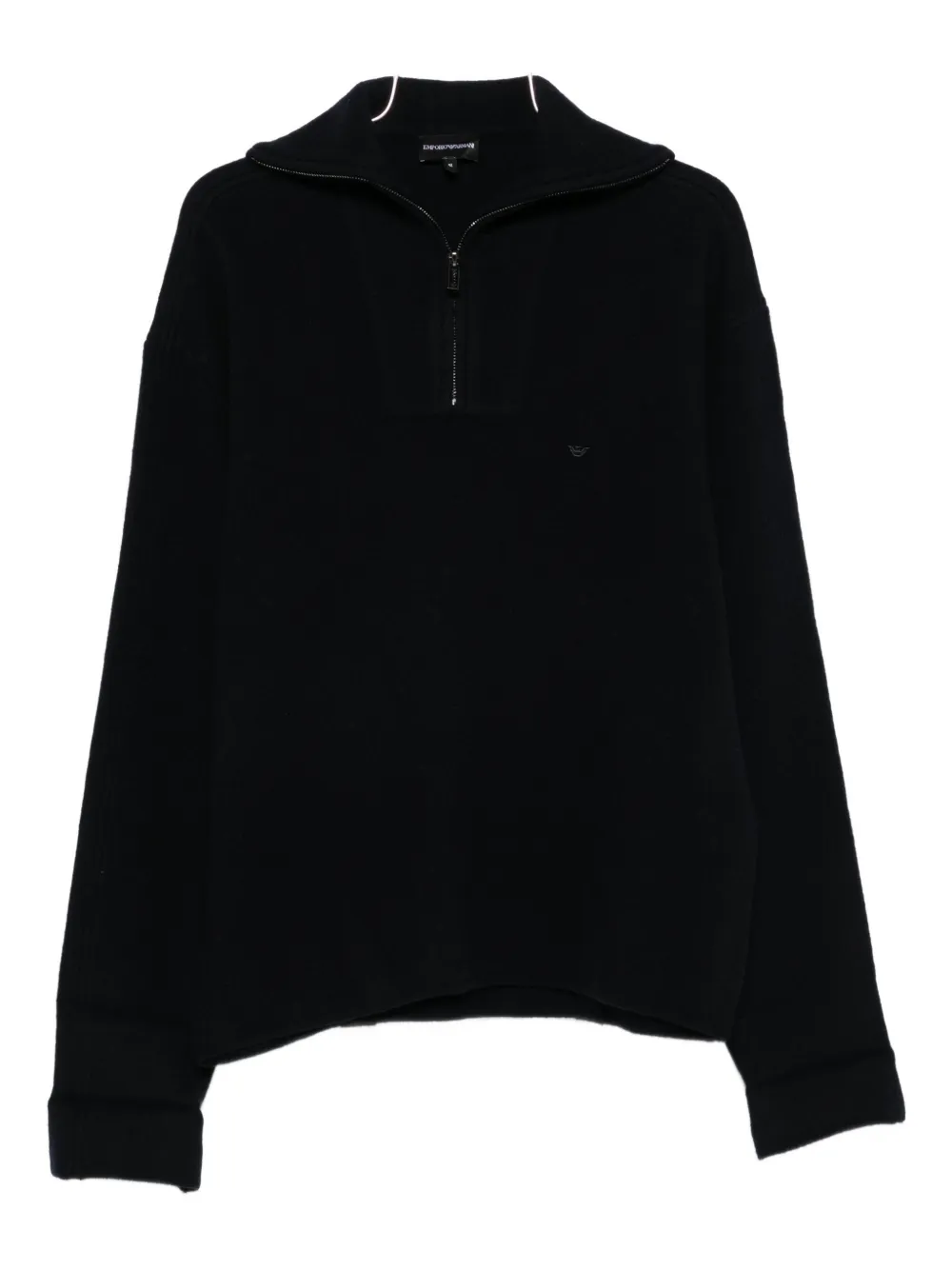 Emporio Armani half-zip wool sweater Blauw