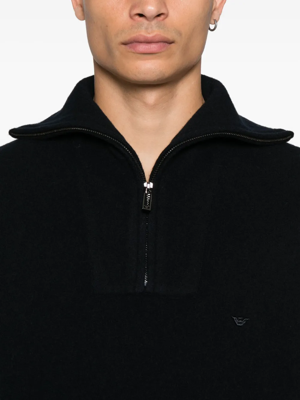 Emporio Armani half-zip wool sweater Blauw