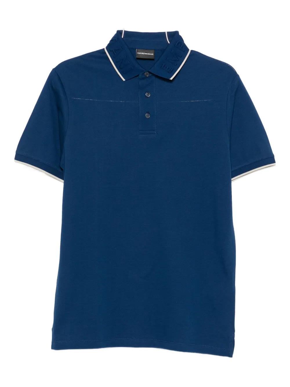 Emporio Armani Logo Cotton Polo Shirt In Blue