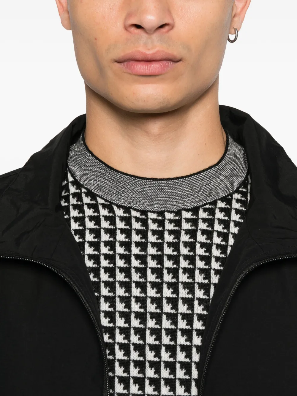 Emporio Armani Wollen trui met geometrisch patroon Zwart