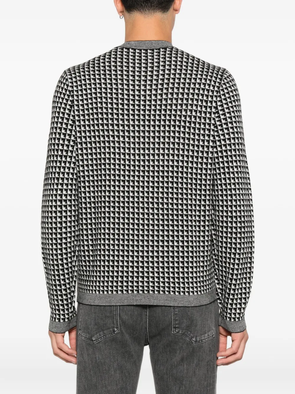 Emporio Armani Wollen trui met geometrisch patroon Zwart