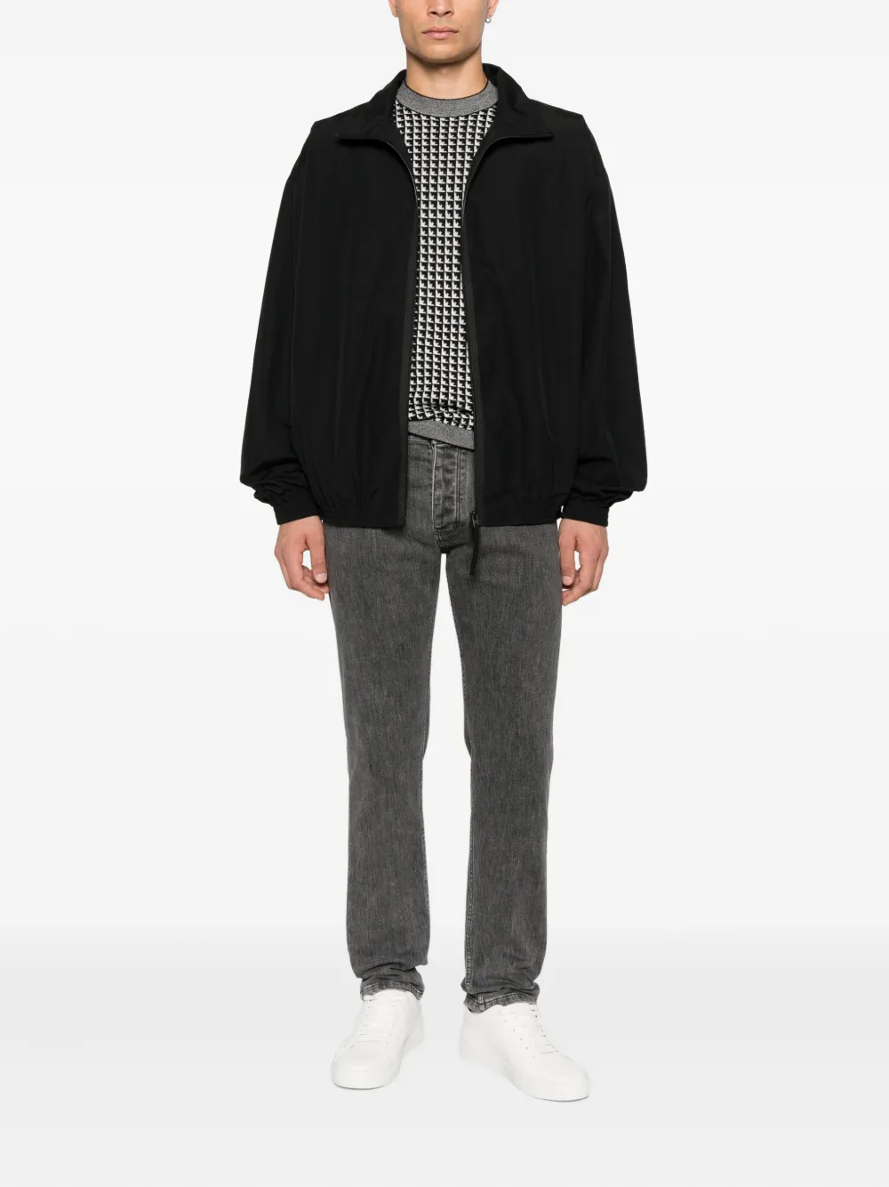 Emporio Armani Wollen trui met geometrisch patroon Zwart