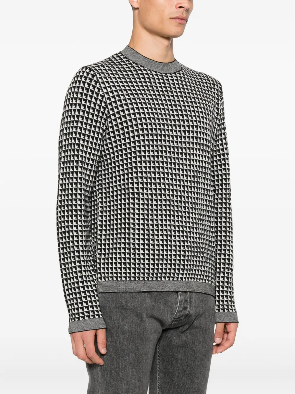 Emporio Armani Wollen trui met geometrisch patroon Zwart