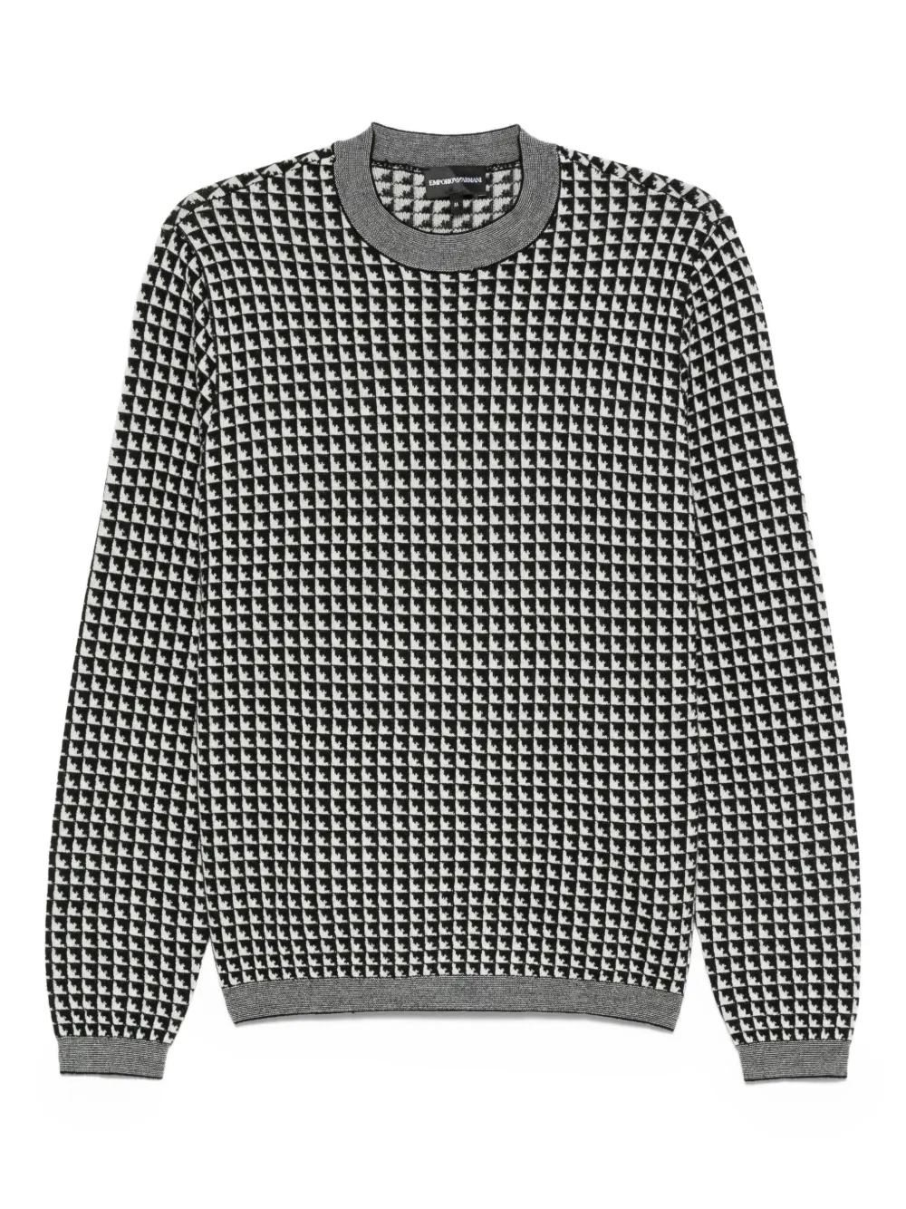 Emporio Armani geometric-pattern wool sweater Zwart