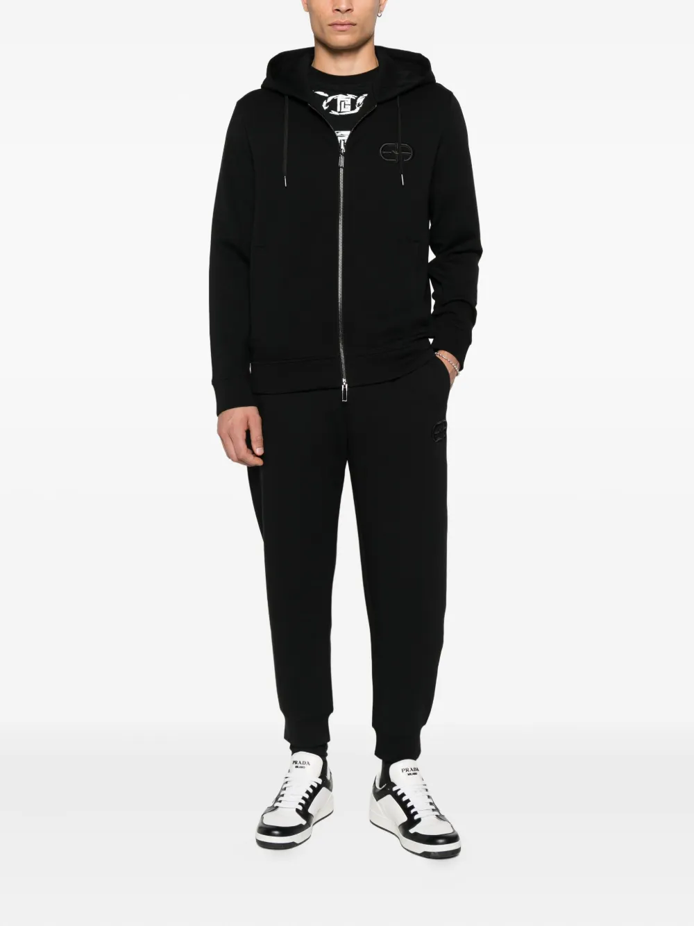 Emporio Armani Hoodie met geborduurd logo Zwart