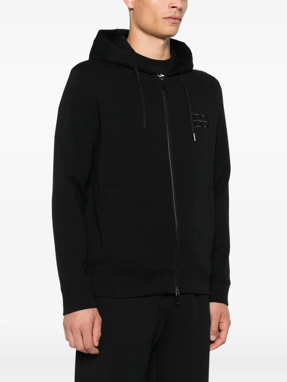 Emporio Armani Hoodie met geborduurd logo Zwart