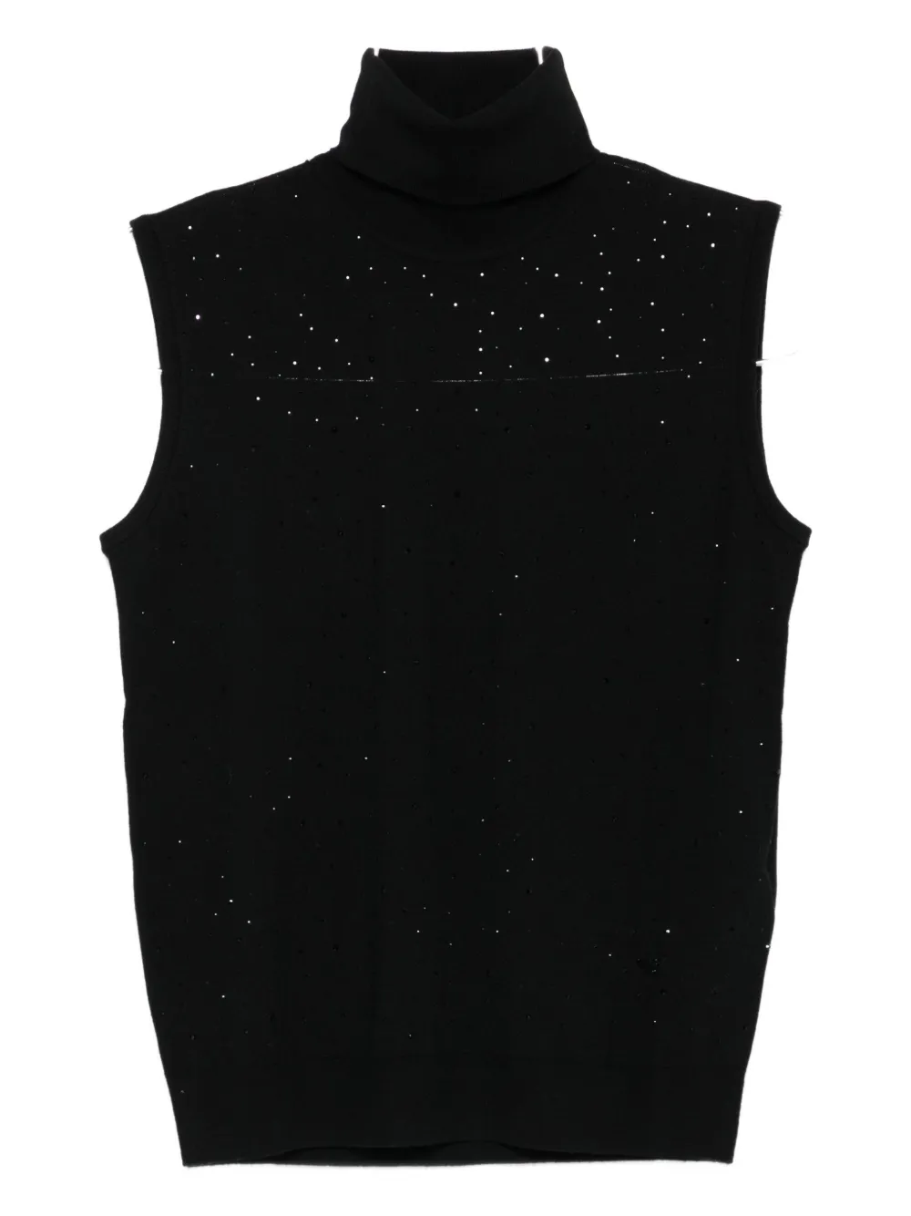 Emporio Armani Embellished Turtleneck Tank Top In Black