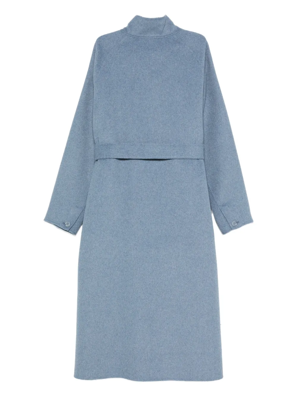 Emporio Armani belted stand-collar coat Blauw