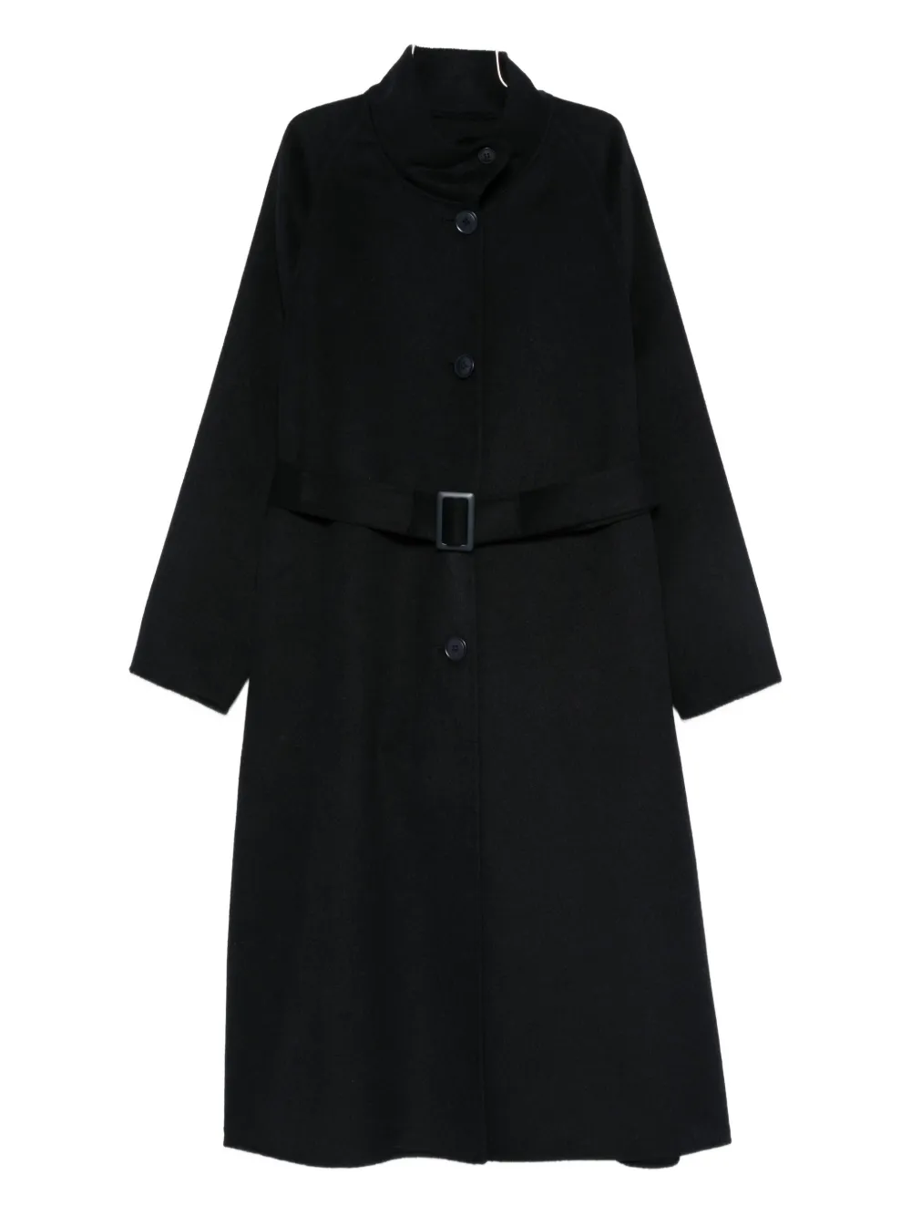 Emporio Armani Belted Long-sleeve Coat In Blue