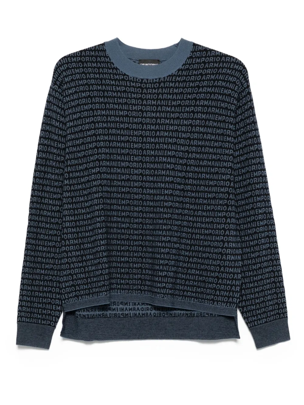 Emporio Armani logo-print wool sweater Blauw