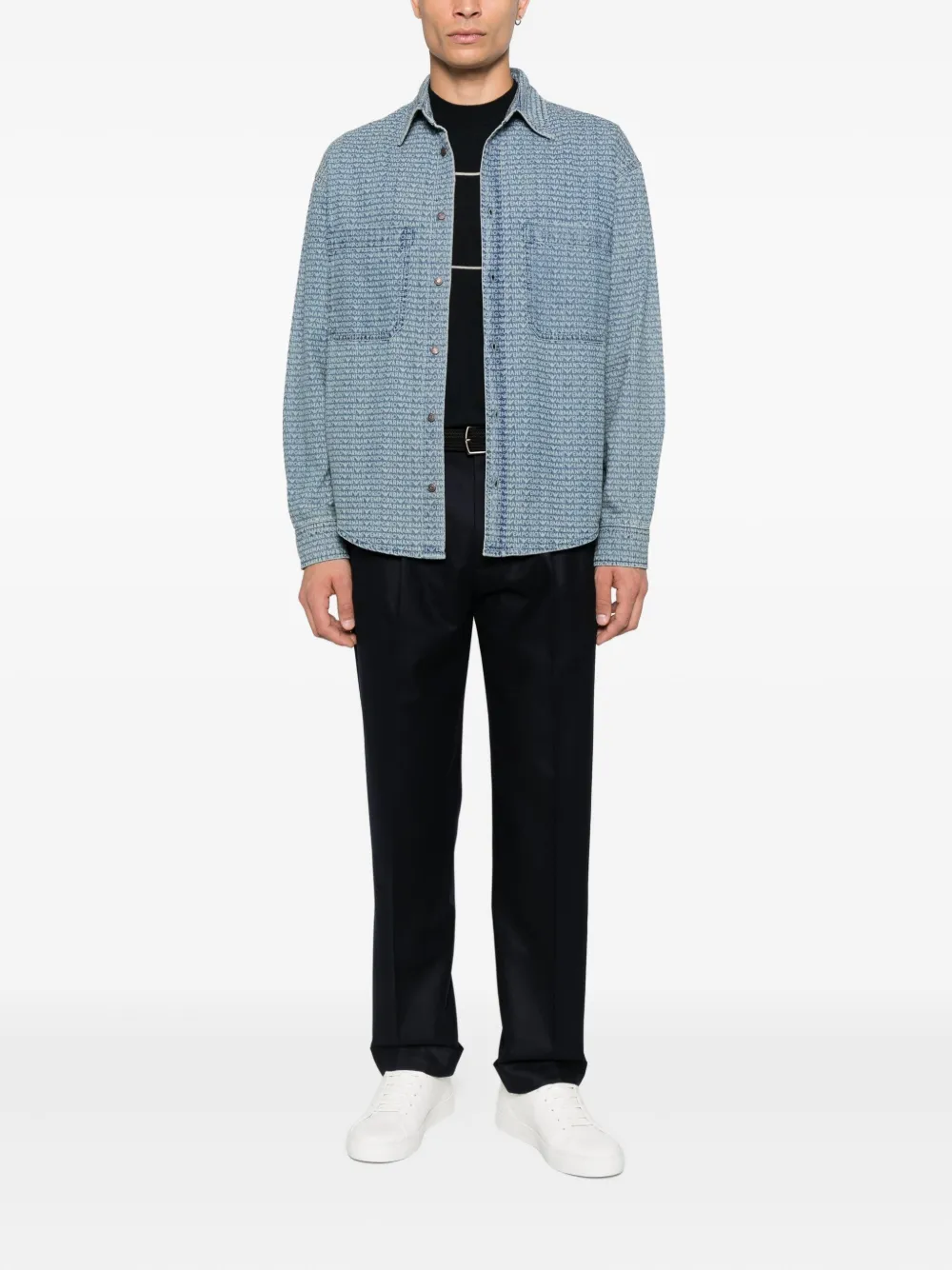 Emporio Armani Wollen trui met streepdetail Blauw