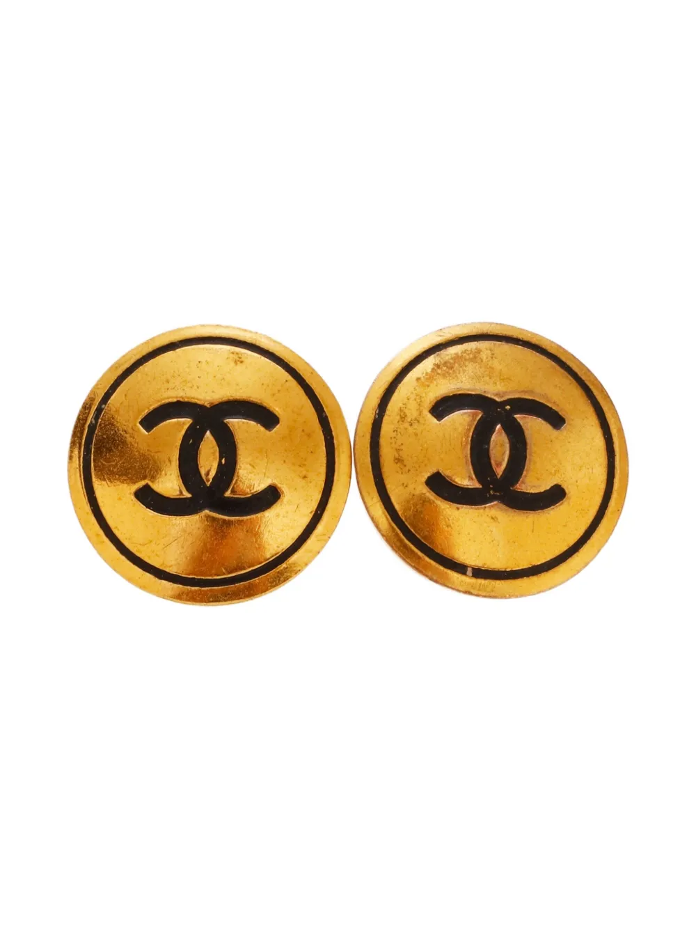 Pre-owned Chanel 1993 Cc-mark Clip-on Earrings In Gold