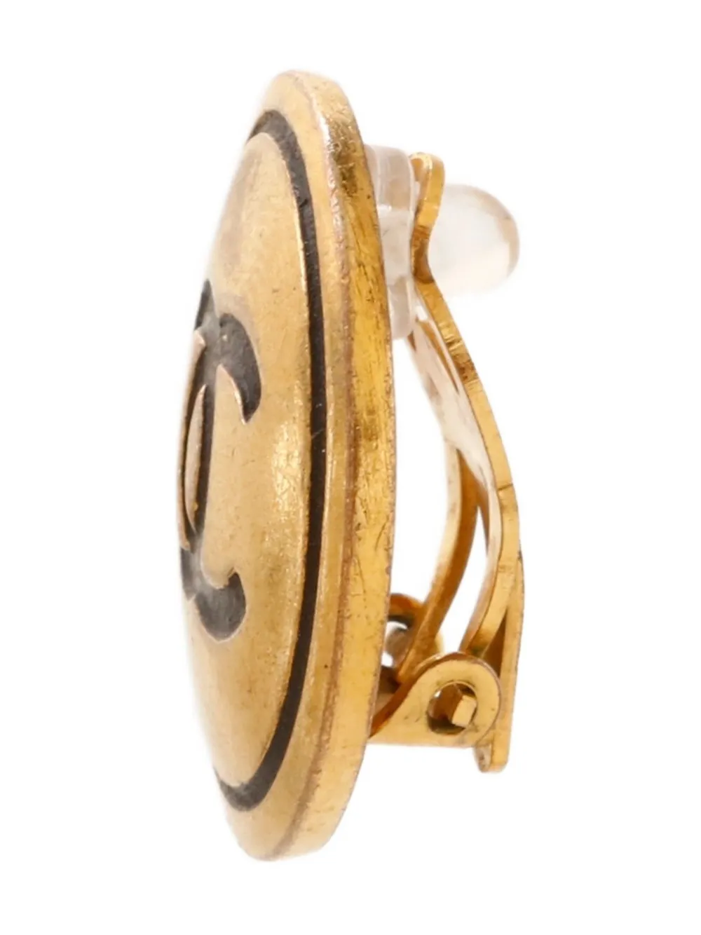 Pre-owned Chanel 1993 Cc-mark Clip-on Earrings In Gold