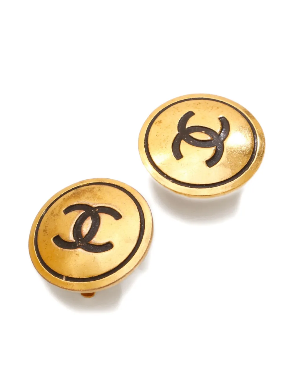 Pre-owned Chanel 1993 Cc-mark Clip-on Earrings In Gold