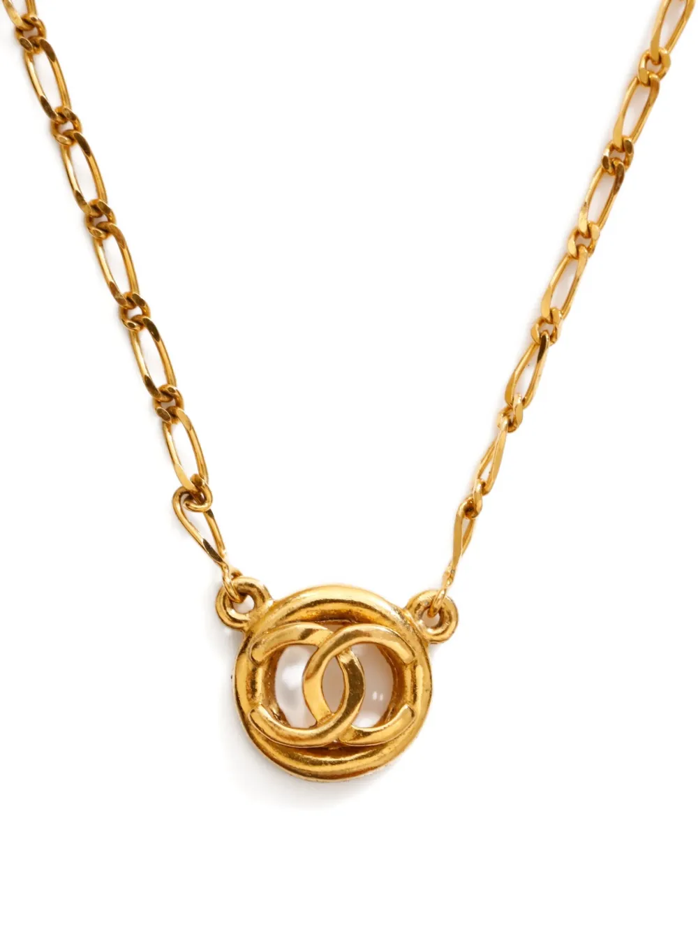 Pre-owned Chanel 1983 Cc-mark Necklace In Gold