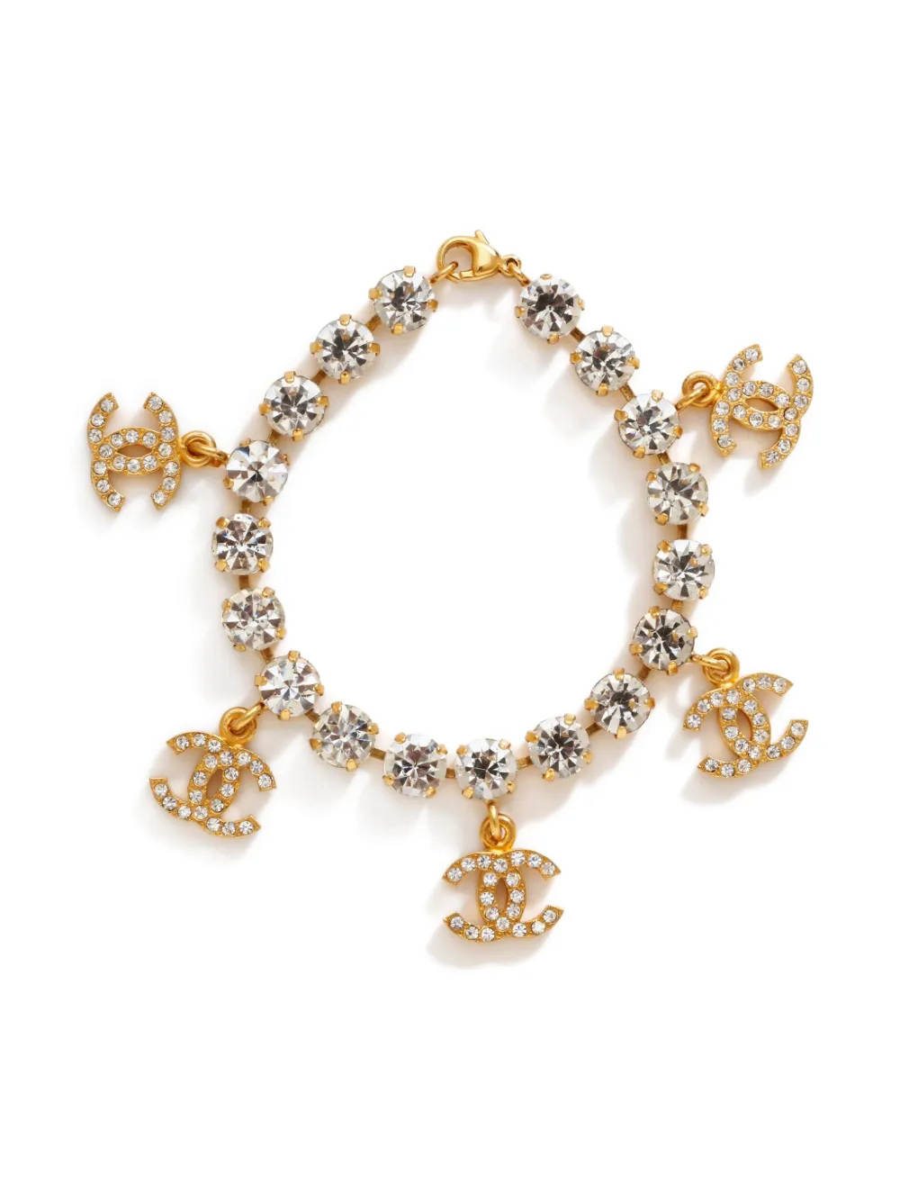 CHANEL Pre-Owned 1995 rhinestone-embellished CC-mark bracelet - CHANEL Pre-Owned 1995 rhinestone-embellished CC-mark bracelet -
