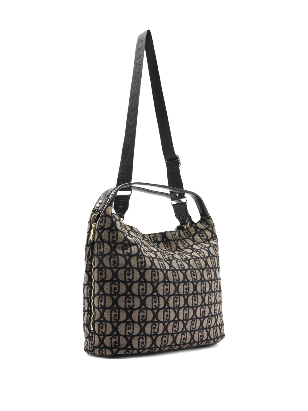 LIU JO Grote schoudertas met logo-jacquard - Beige