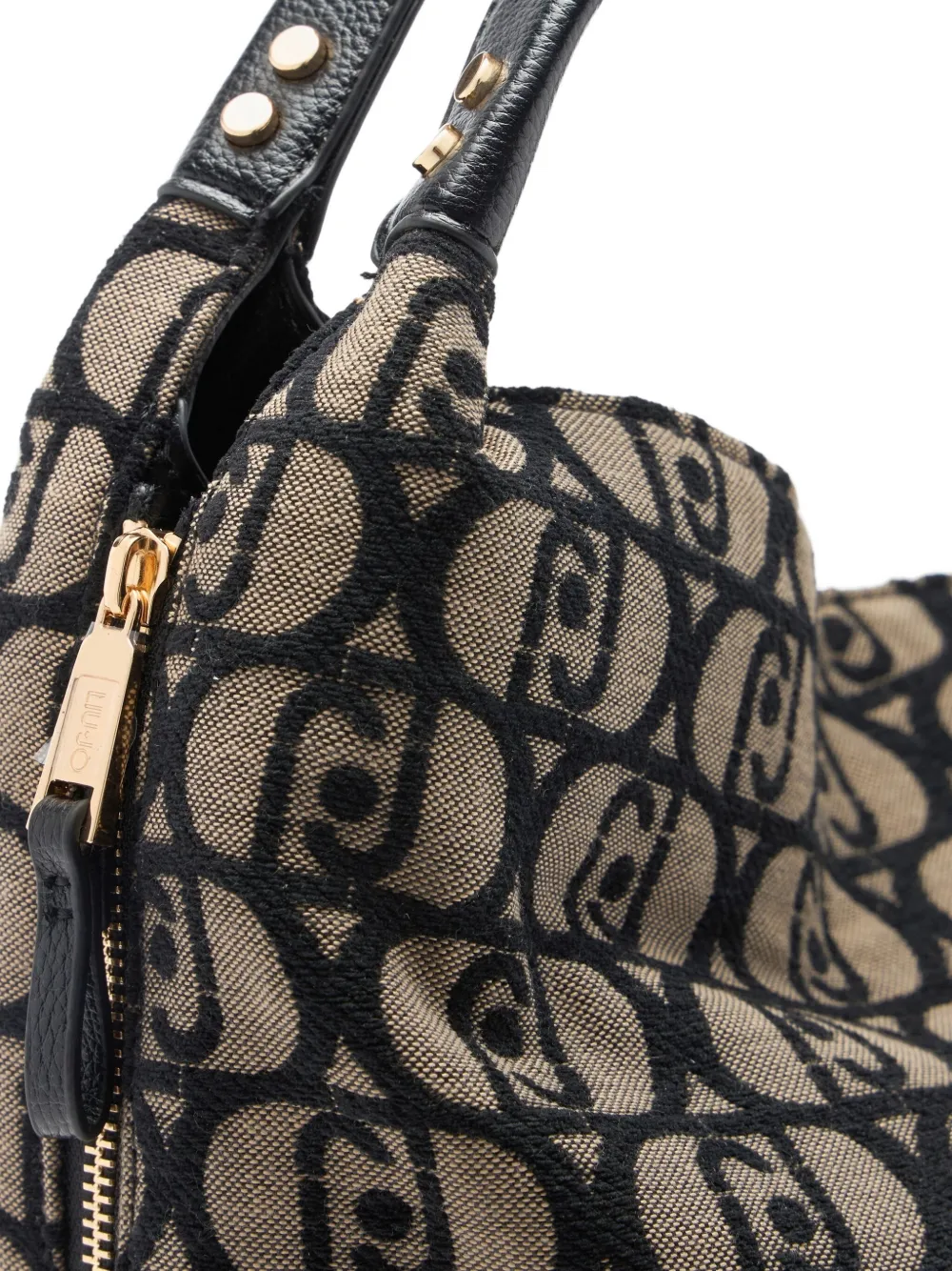 LIU JO large logo-jacquard shoulder bag Beige