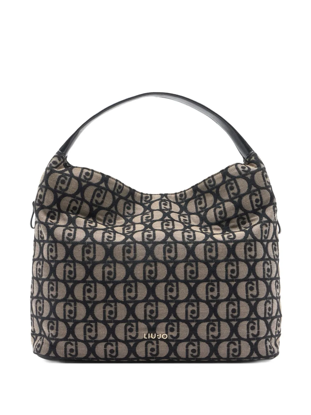 LIU JO large logo-jacquard shoulder bag Beige