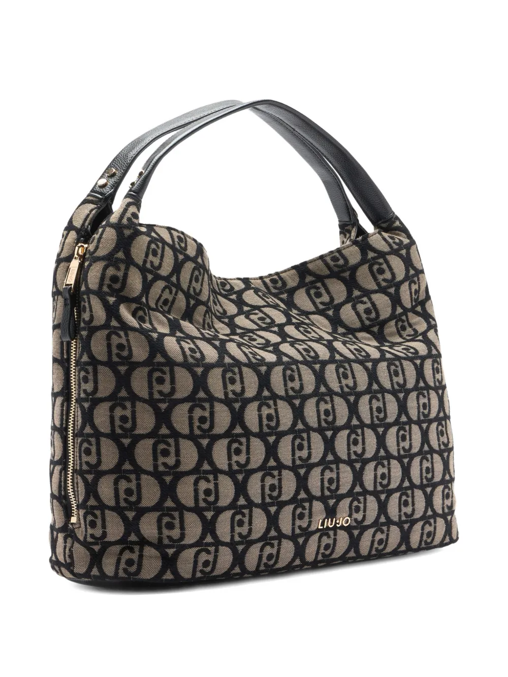 LIU JO large logo-jacquard shoulder bag Beige