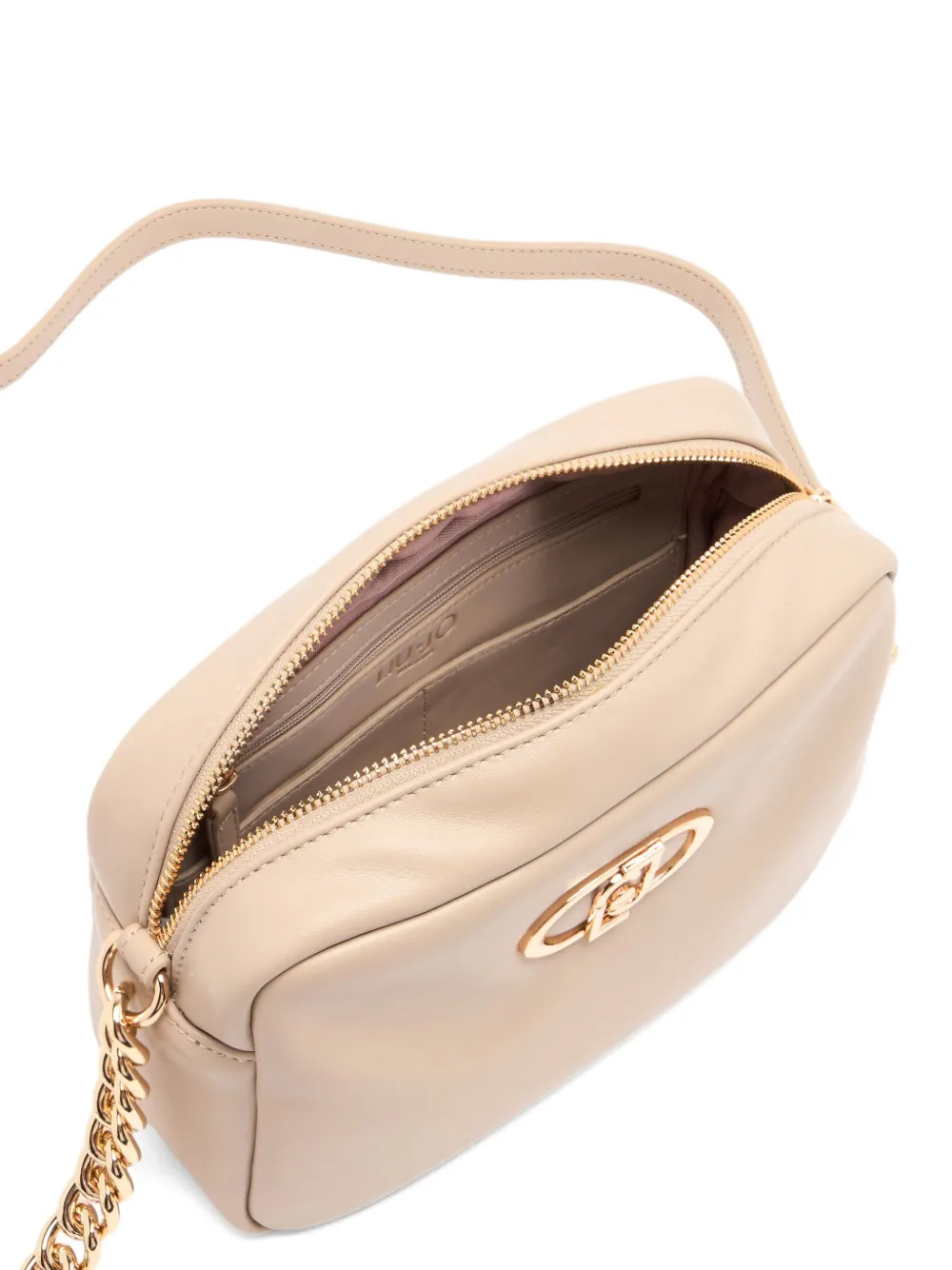 LIU JO Medium LaPuffy crossbodytas met kettingband en logoplakkaat Beige