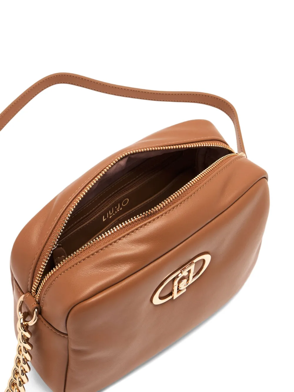 Liu •jo Medium Lapuffy Logo-plaque Chain-strap Cross Body Bag In Brown