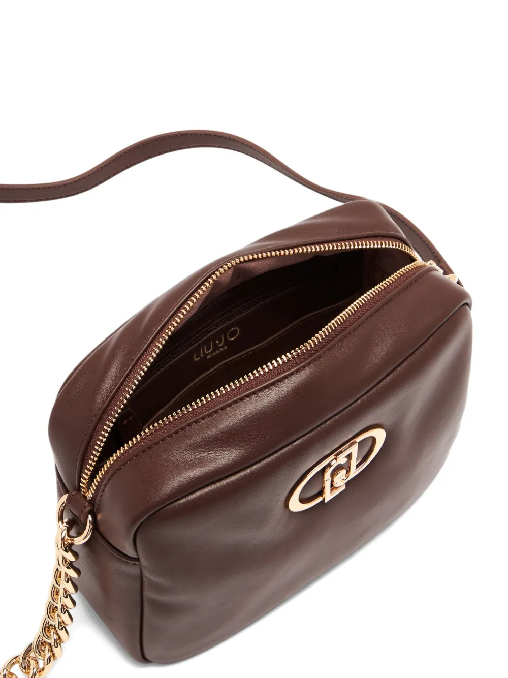 LIU JO LaPuffy medium crossbodytas met kettinghengsel en logoplakkaat Bruin