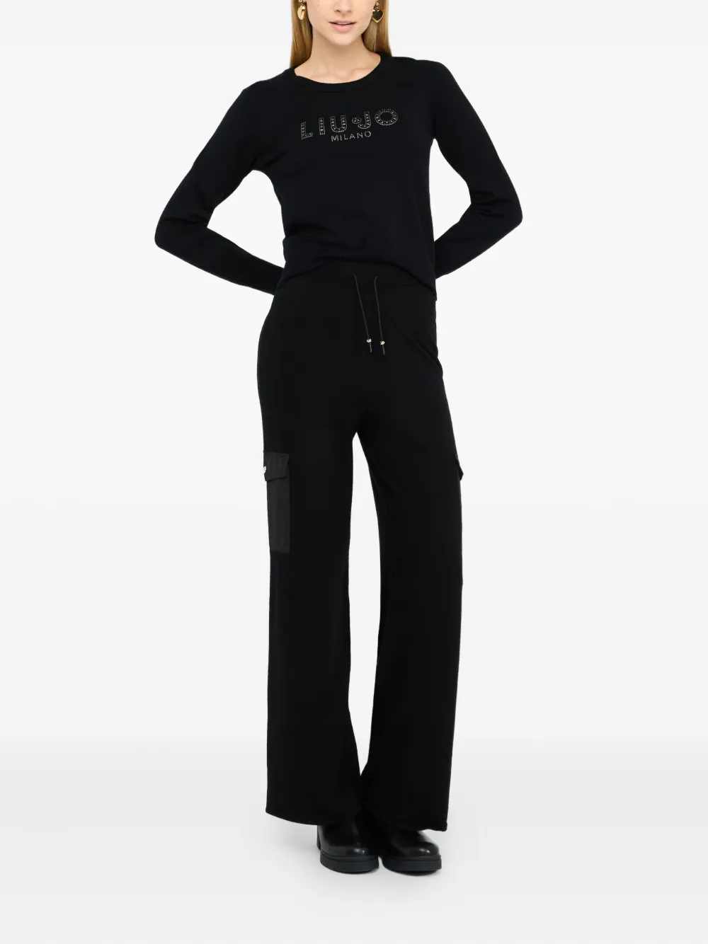 LIU JO Cargo broek met elastische tailleband Zwart