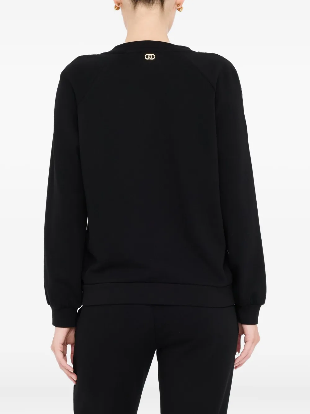 LIU JO rhinestone-embellished crew-neck sweatshirt Zwart