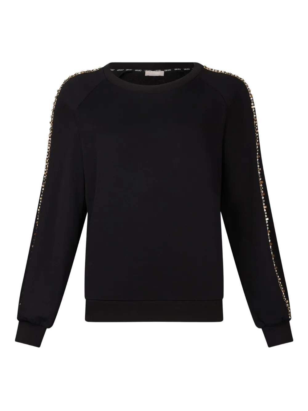 LIU JO rhinestone-embellished crew-neck sweatshirt Zwart